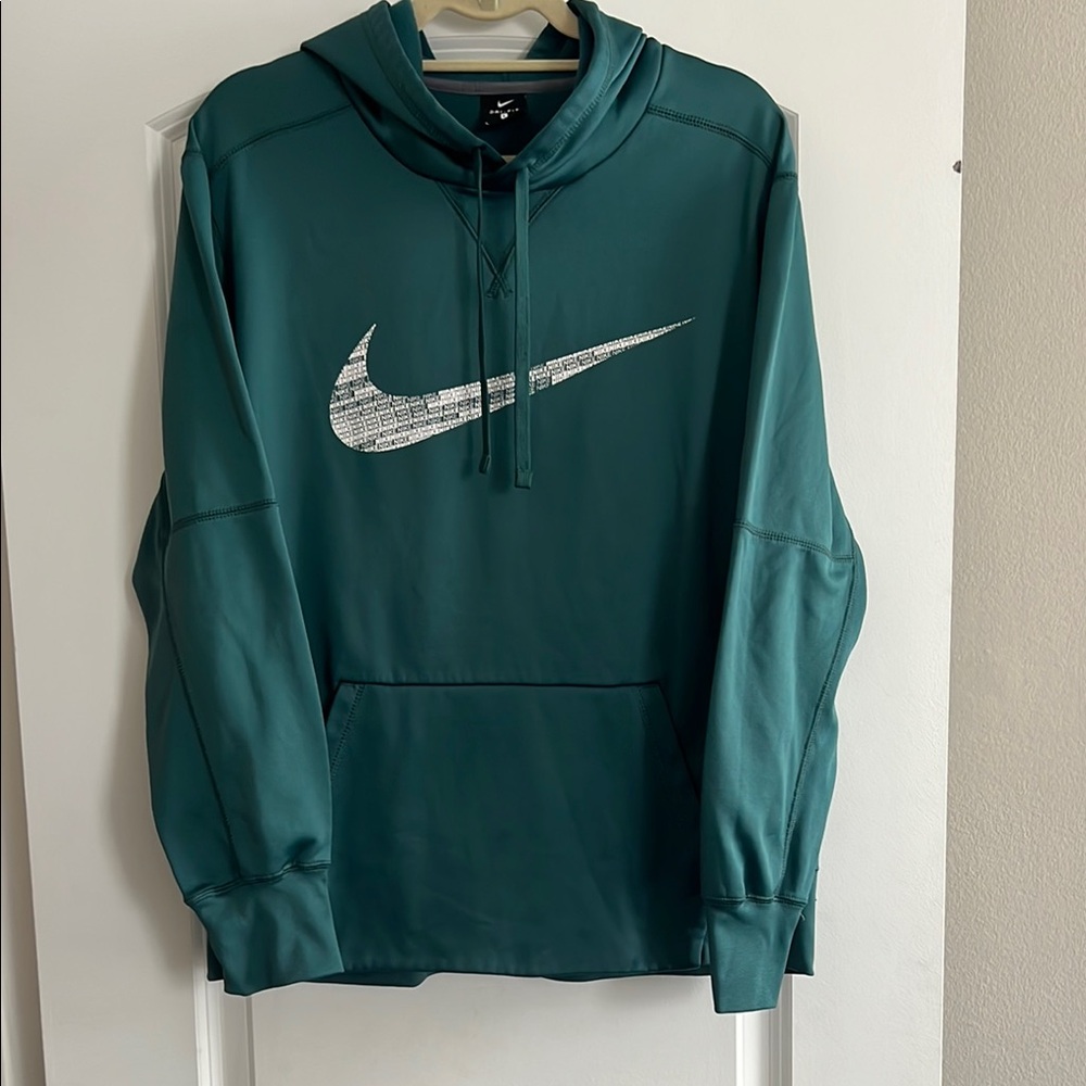 Nike Dri Fit Green Hoodie with White Logo